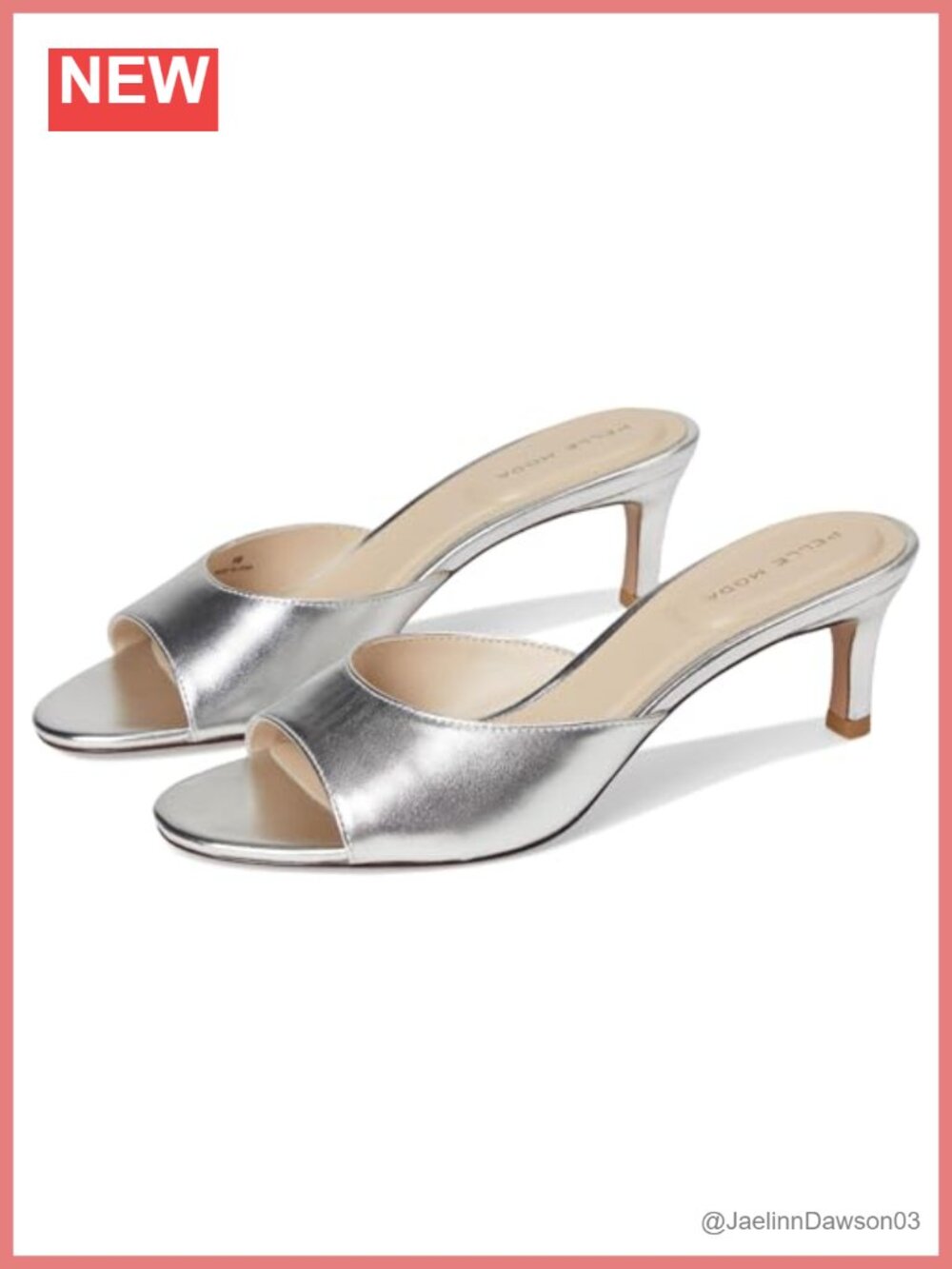 Women's Kitten Heel Slide Sandals Leather Padded Footbed Slip On Open Toe